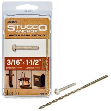 Itw SAMMYS Concrete Screw, 3/16" Dia., Round, 1 1/2 in L, Stainless Steel 31810